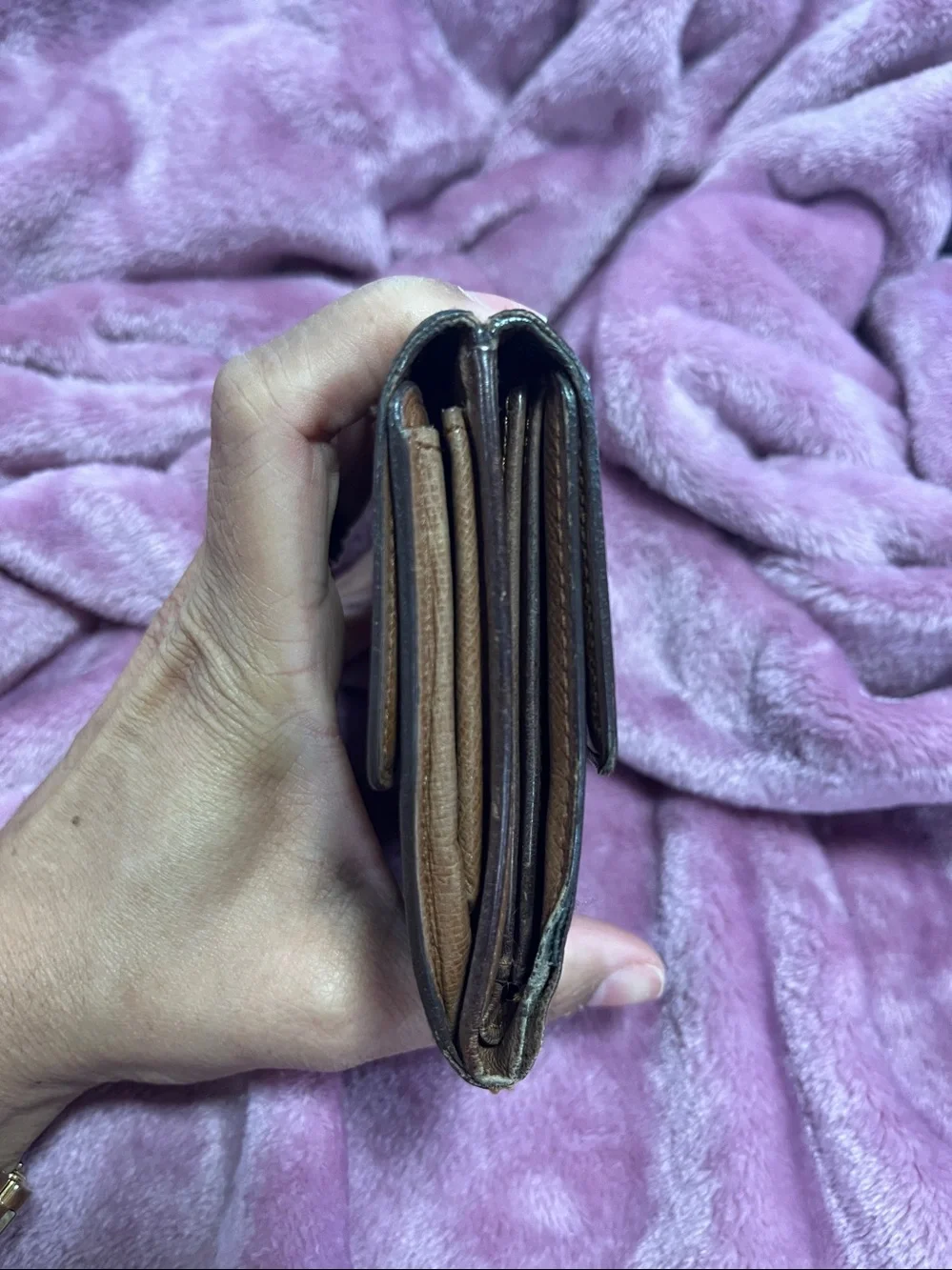 Louis Vuitton Brown Monogram Folding Wallet with Gold Snap